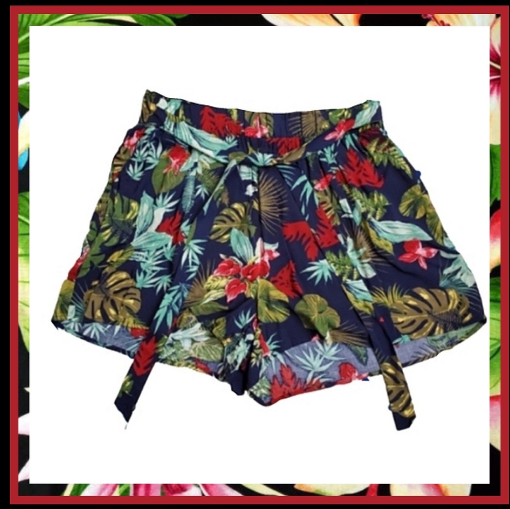 TROPICAL ☆ NAVY PAPER BAG WAIST SHORTS ☆ 3x ☆ NWT